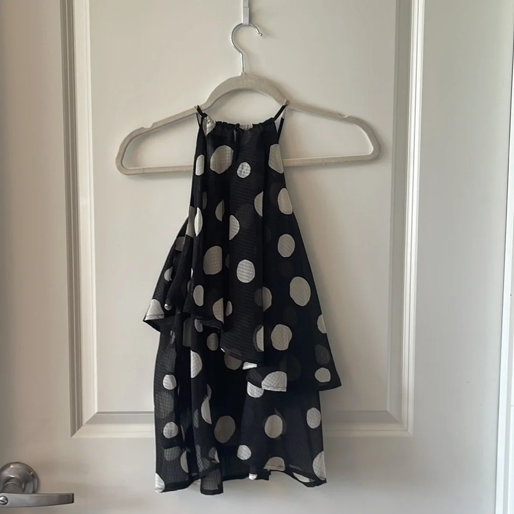 Black and white polkadot top size small - Picture 2 of 4